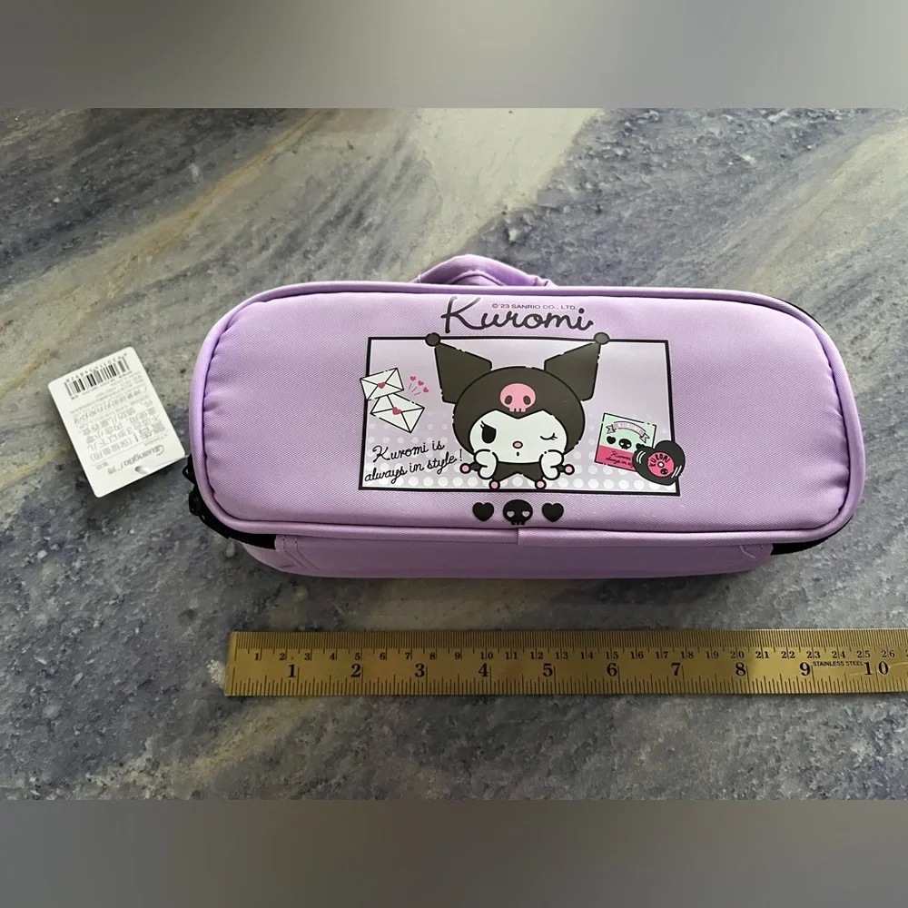 Sanrio Kuromi Large Pencil Case Pen NWT Cute Stationery Bag Pouch Holder Purple